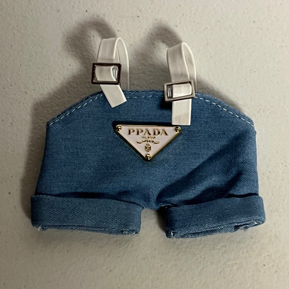 Labubu Designer Overalls Sneakers Bucket Hat 3 Piece Outfit Blue Suspenders Shoe - Picture 4 of 12